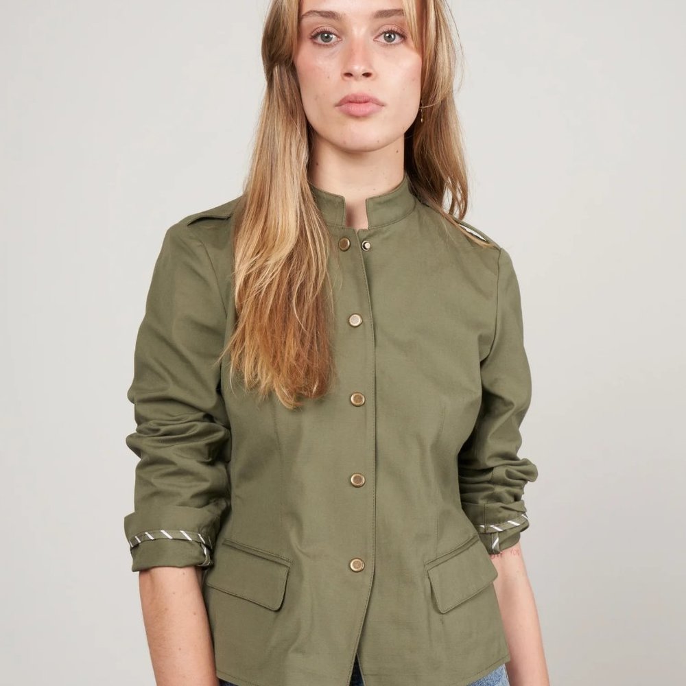 Heather Harlan Unlined Army Jacket Olive XS and S - MSRP $450 - NWOT